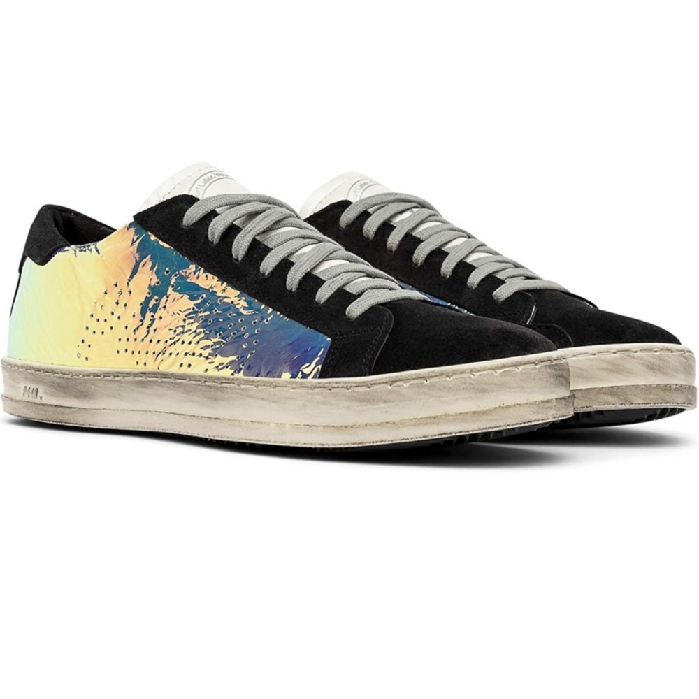 NEW P448 John Iride Sneakers, black and iridescent
